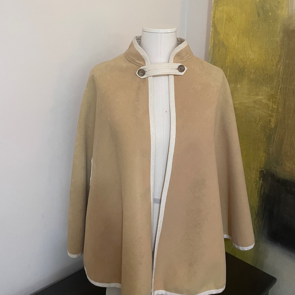 Retro Reversible Faux Suede Skater Cape Coat Poncho Renfaire Spacecore